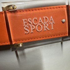 Vintage Escada Sport Orange Leather Suede Belt Lucite Buckle Italy S 34 90s Y2K