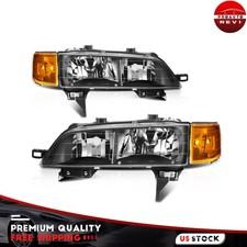 For 1995-1997 Honda Accord Headlight Assembly 2.2l 2.7l Pair Blackclear