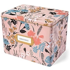 Jot & Mark Pink Meadow Print Greeting Card Organizer Tin