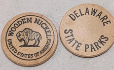 2 Vtg Delaware State Parks Wooden Nickels Buffalo United States of America