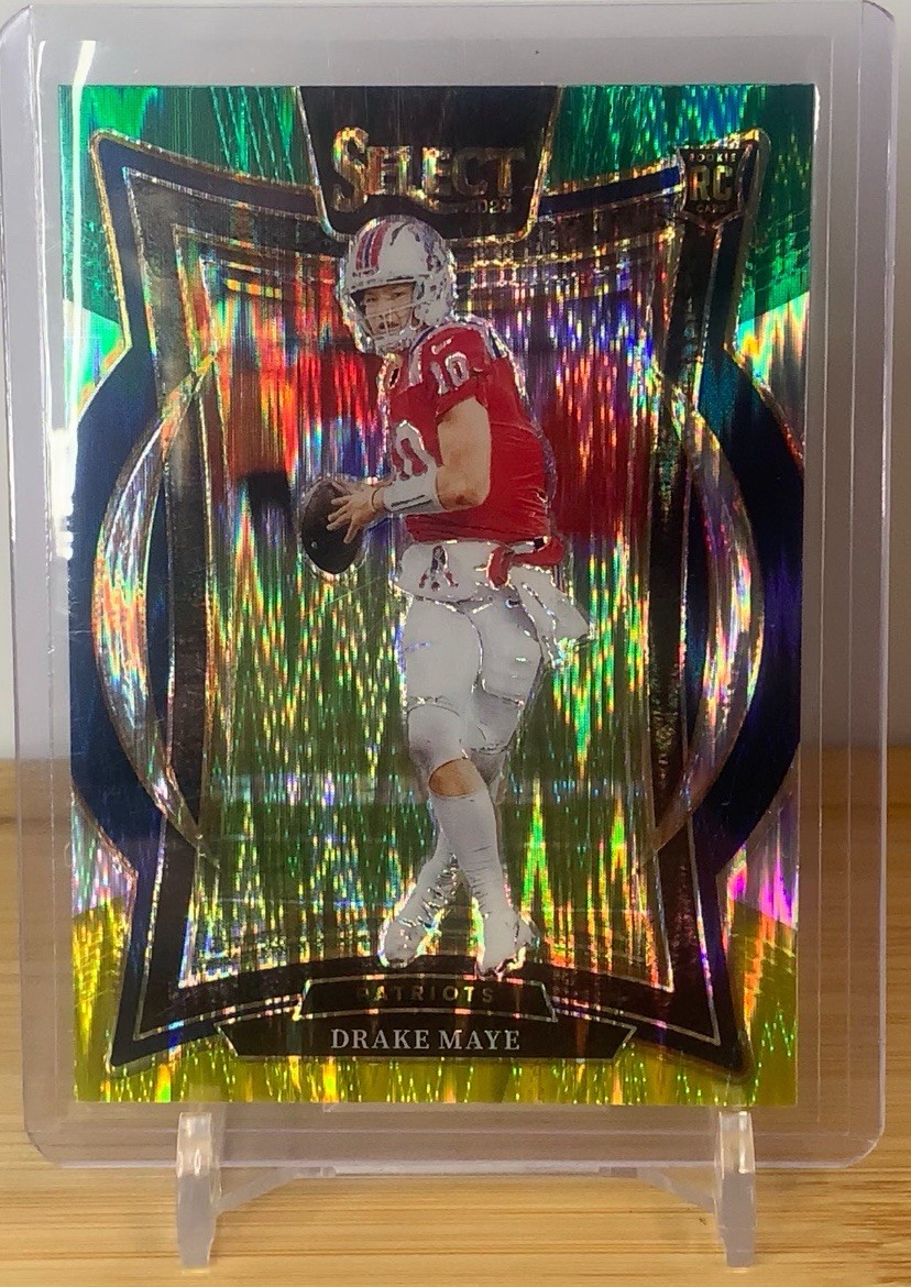 2024 Panini Select - Concourse Drake Maye #27 Green & Yellow Shock Prizm (RC)