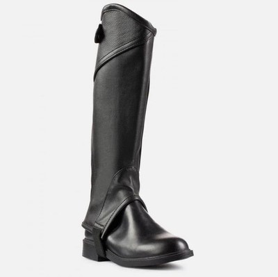 NWT Horze Youth Kids Black Soft Leather Chaps 37271 Size 12 High