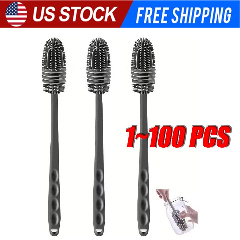 Long Silicone Bottle Brush, Long Handle Cleaner for Bottles & Glassware Lot