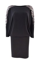 Betsy & Adam Women's Embellished Cold-Shoulder Jersey Dress (6, Black/Gunmetal)