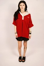 60s Bowling Shirt XXL Hilton vintage red grey polo bowler sports chain stitch