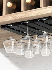 Black Hanging Wine Glass Holder Cup Hanger Under Cabinet Bar Storage Rack