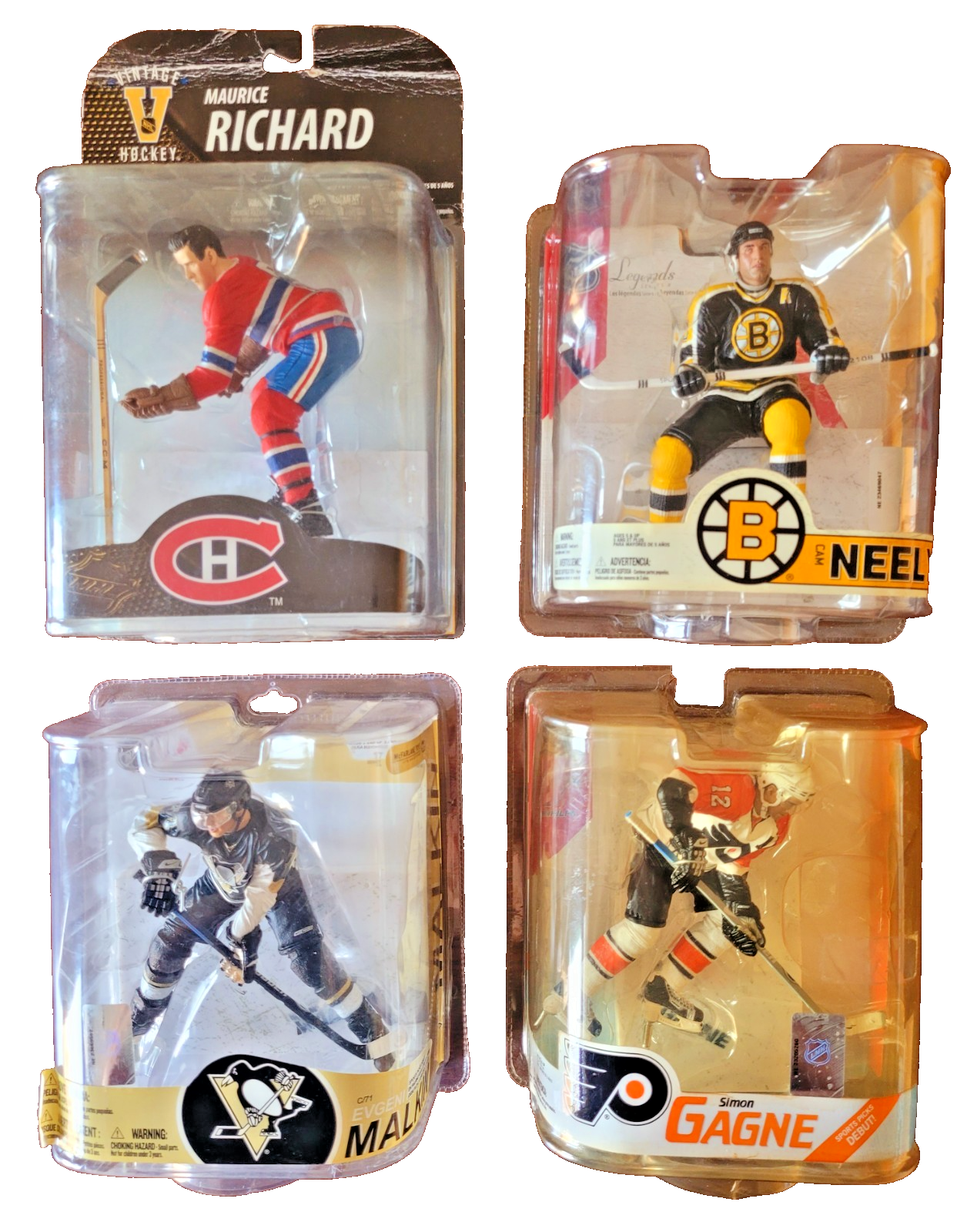 Mcfarlane Action Figures HOCKEy E. MALKIN, S. GAGNE, C. NEELY, & M. RICHARD