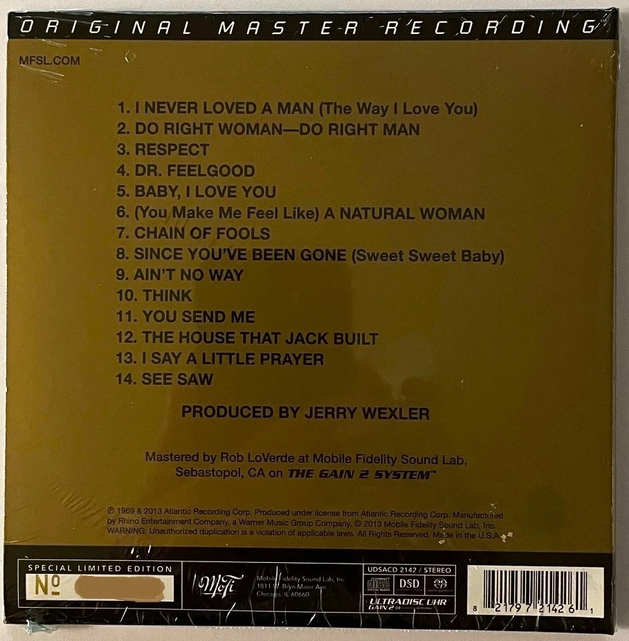 Aretha's Gold SACD MoFi Syd Stock Aretha Franklin Inc GST OUT OF PRODUCTION - image 2 of 3