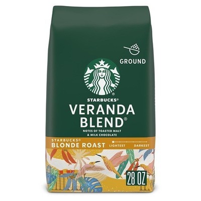 Starbucks Veranda Blend Ground Coffee 28 oz Blonde Roast Hot or Iced