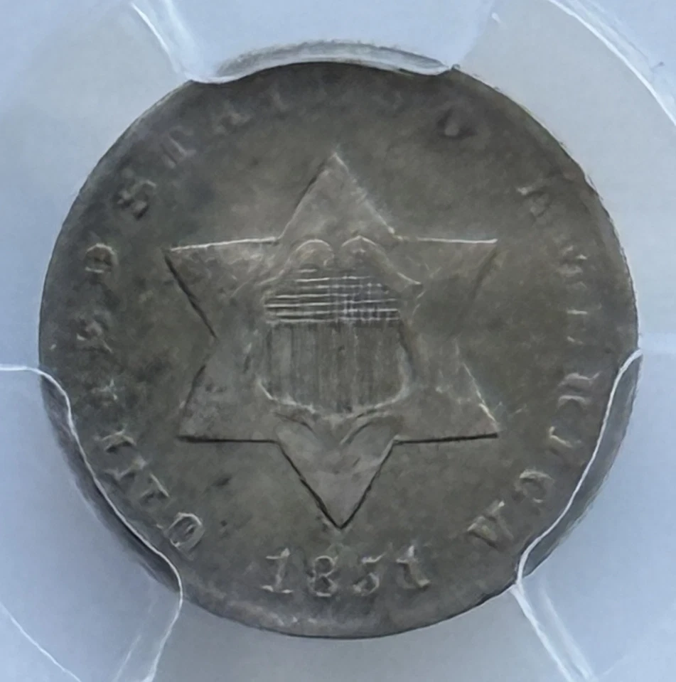 1851 Three Cent Silver - 3CS - PCGS VF Detail - Image 3 of 4