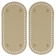 2Pcs Oval PU Leather Bag Bottom Shaper with Holes  Nails 9.8x4.7 Inch Gold