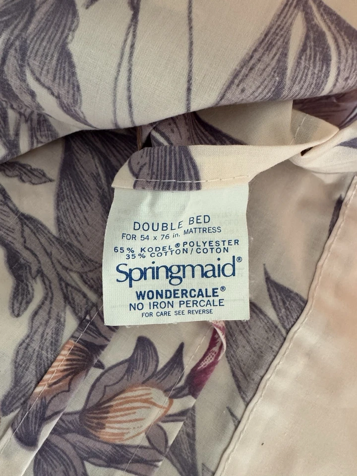 VTG Springmaid Wondercale Double Bed Sheet Set. Fitted, Flat & 2 Pillowcases. - Image 2 of 4