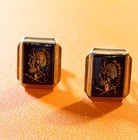 Anson Intaglio Onyx Roman Warrior 12K GF Cuff Links•Dad's Estate Well Loved — photo 1