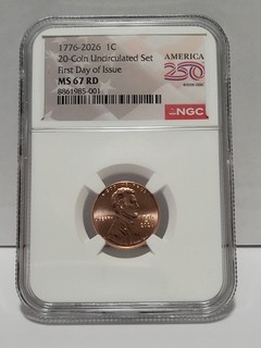🔥IN STOCK🔥 1776 2026 P Lincoln Cent NGC MS67 RD FDOI First Day 250 Flag Label