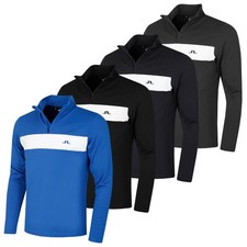 J.Lindeberg Men's Bran Mid Layer Chest Stripe Golf Zip Sweater
