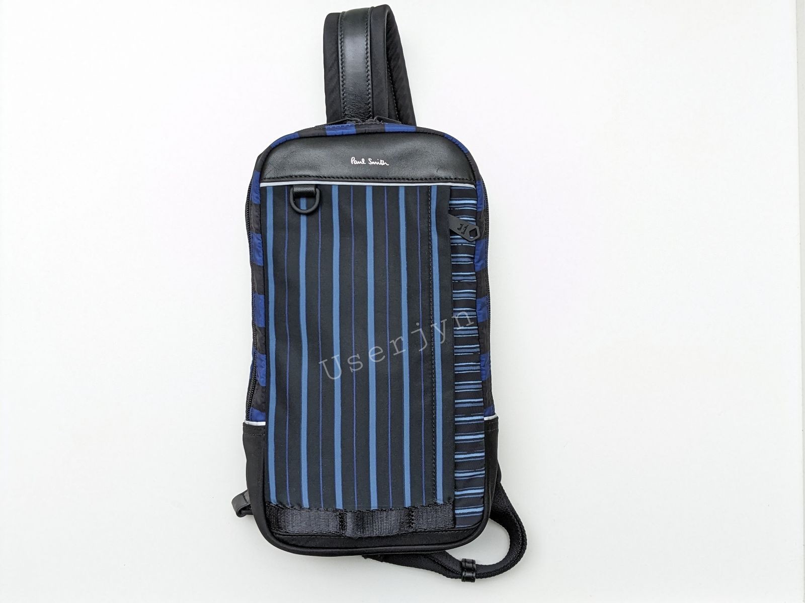 Paul Smith BNWT Mainline Blue Signature Stripe Leather Trim Sling Bag RRP: £275