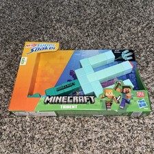 Nerf Super Soaker Minecraft Trident Water Blaster Pull Back Plunger Handle Kids
