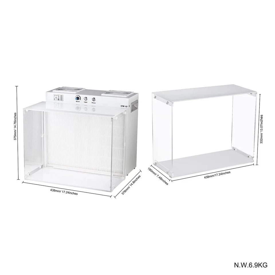 Laminar Flow Hood with HEPA H12 Filter,FFU,17.3" x 14.8" x 14.8" Laminar Flow Ho - Image 3 of 4