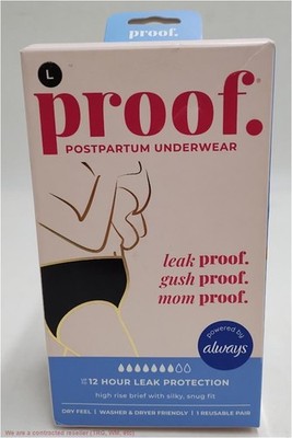 Proof Underwear Reusable Postpartum, High Rise Brief, Super Heavy Absorbency - L