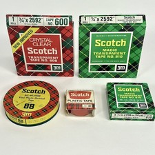 5 Rolls Scotch Brand Tape Vintage s 88, 800, 810, Clear Plastic READ 4-NOS