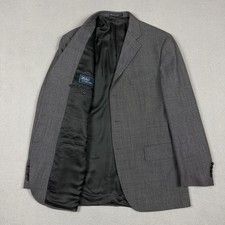 Polo Ralph Lauren 42R Sport Coat Mens Gray Houndstooth Virgin Wool Blazer Italy