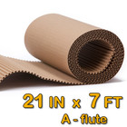 21 IN x 7 FT Single Face A-flute Corrugated Cardboard Roll for Crafts and Wrap