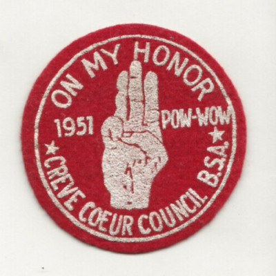 FELT PATCH / CREVE COEUR COUNCIL * 1951 POW WOW - Boy Scout BSA GnW/B17