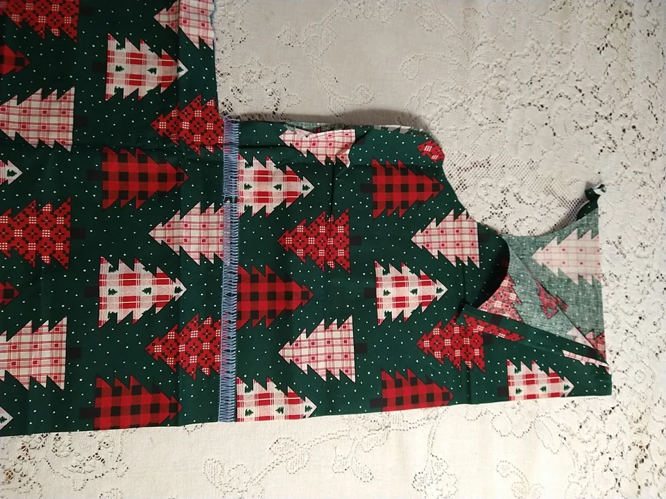 Fabric Traditions Red/Green Patchwork Buffalo Plaid Christmas Tree Fabric 14"+ - Image 4 of 4