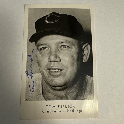 1956 CINCINNATI REDS TEAM ISSUED POSTCARD Tom Ferrick AUTOGRAPHED Died 1996 JSA