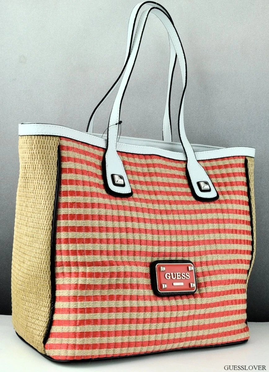 Free Ship USA Chic Handbag GUESS SATCHEL Havana Straw Ladies