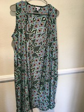 LulaRoe Joy Kimono Sleeveless Duster w/ Side Slits Turquoise Print Sz M - NEW