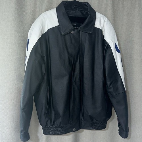 Vintage 1990s Oscar Piel USA Leather Varsity Jacket large - Picture 5 of 11