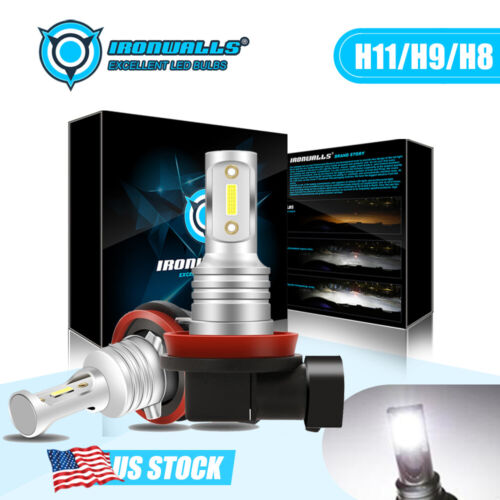2x H11 H8 H9 LED Headlight Fog Lights Super Bright Bulbs Kit White 6000K 10000LM - Picture 1 of 12