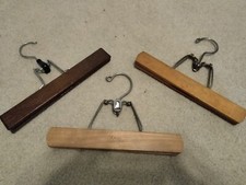 SETWELL / THE SCOT antique wooden Clamp Trouser Hangers family estate LOT OF 3