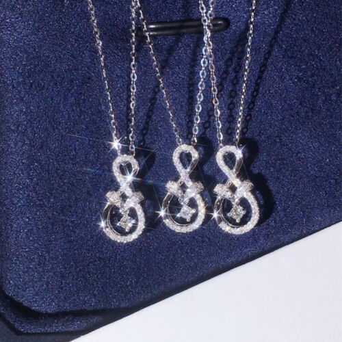 Creative Cubic Zircon Women 925 Silver Filled Necklace Pendant Wedding Jewelry - Picture 5 of 30