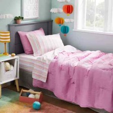 3 pc Pillowfort Rainbow Stripe Twin Sheet Set NIP