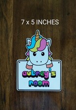 7x5" Kids Personalized Name Bedroom Door Sign Custom Baby Unicorn Home Gift