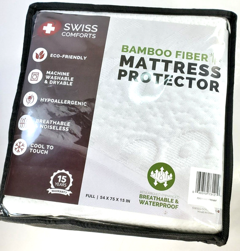 SWISS COMFORTS Eco Friendly BAMBOO FIBER Mattress Protector FULL 54 X 