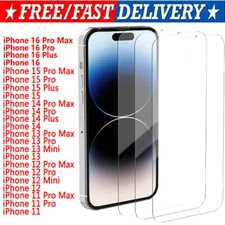Tempered Glass Screen Protector Full Cover For iPhone 16 15 14 13 12 11 Pro lot