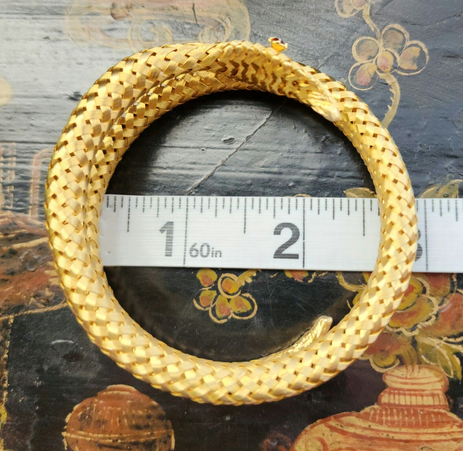 Vtg woven wire snake serpent coil wrap bracelet c… - image 10