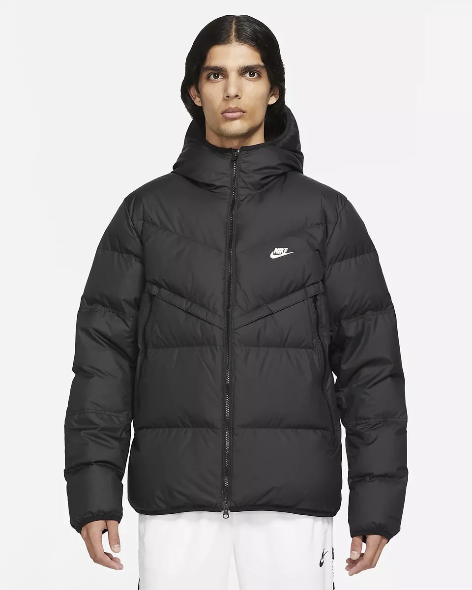 Nike sportswear hooded hotsell down jacket black