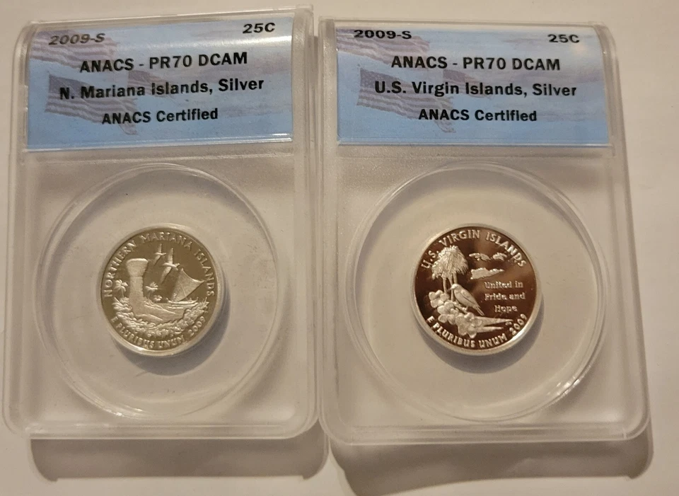 2009 Proof Silver DC/Territory Quarters ANACS PR70 DCAM 6pc set - Image 2 of 3