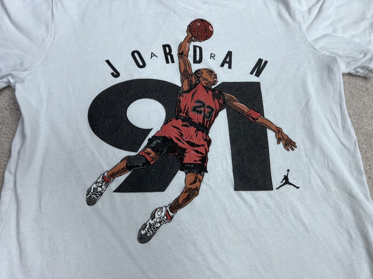 Nike Jordan Shirt Boys White Medium Cotton Graphic Print Air
