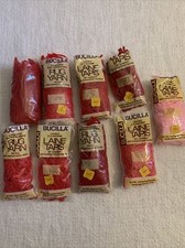 Vintage Lot Red Pink American Made Latch And Hook Rug Yarn
