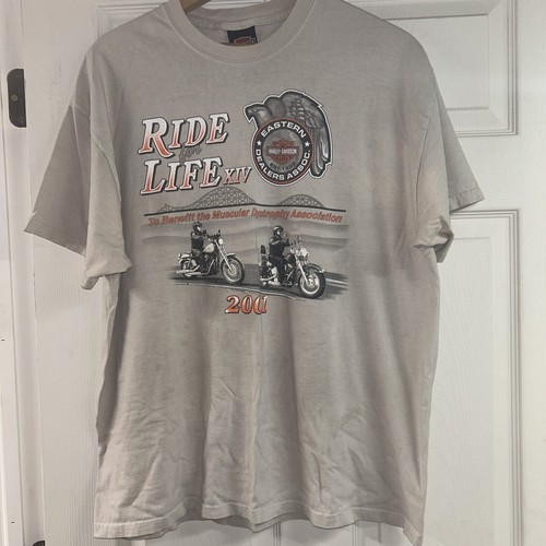 Vintage Harley Davidson Ride For Life 2001 Size Xl Beige eBay