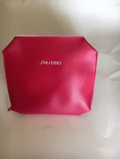 New SHISEIDO Makeup Zippered Cosmetic Red Bag