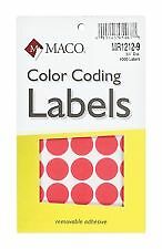 MACO Neon Red Round Color Coding Labels, 3/4'' diam - 1000 Per Box (MR1212-9)