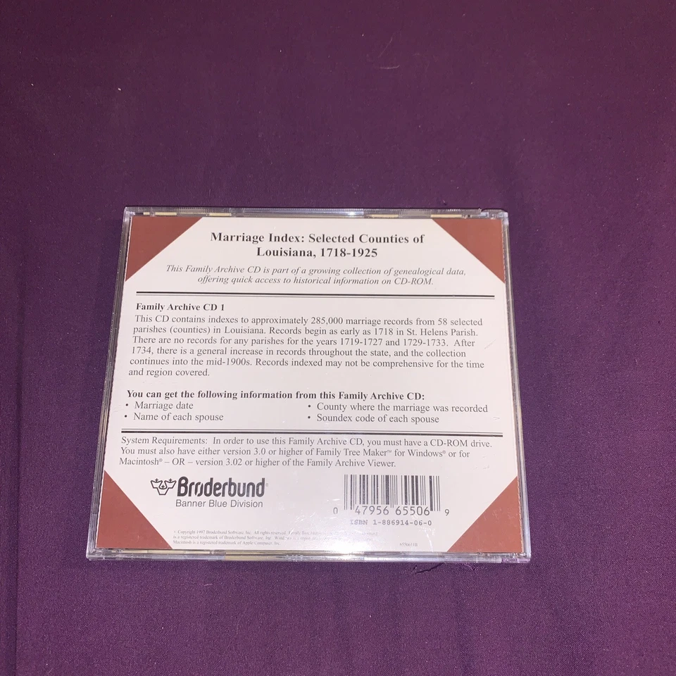 Family Tree Maker's Family Archives: Marriage Index: Louisiana 1718-1925 PC CD - Image 2 of 4