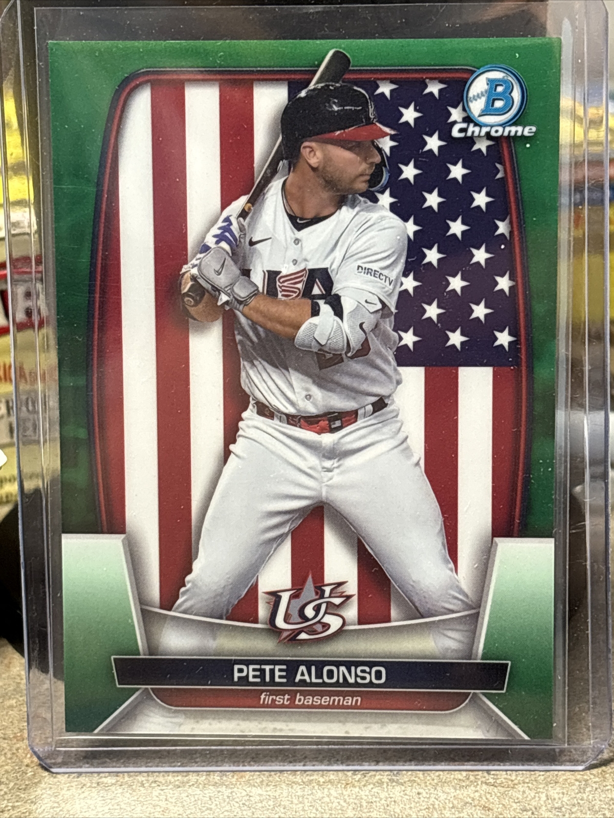 2023 Bowman Chrome WBC Green Refractor Pete Alonso #/99 USA/METS