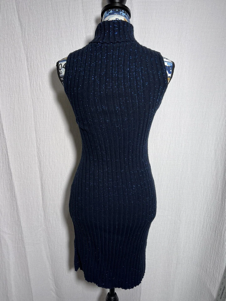 G.A.S. CO Sweater Dress Bodycon Sleeveless Black W/Blue Sparkle (sz Sm-Med) (369 - Image 3 of 4